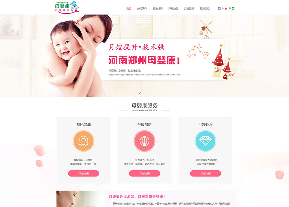 母婴月嫂提升行业官网建设